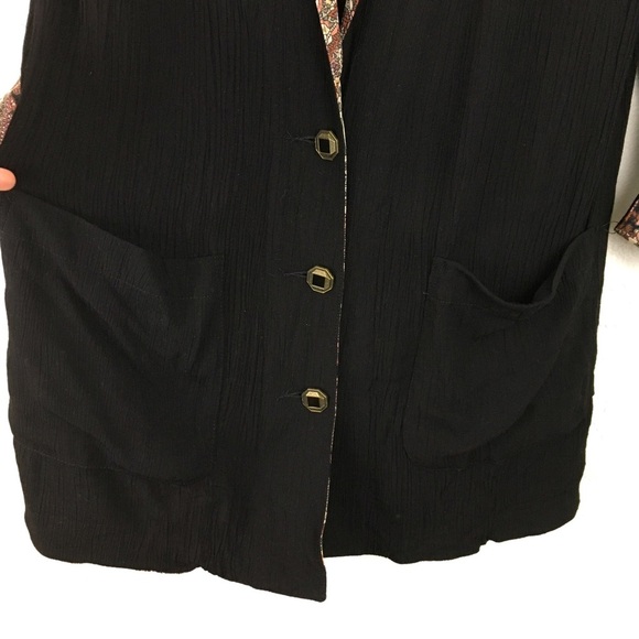 Vintage Carole Little black boyfriend blazer paisley cuffs and collar lapel - Picture 8 of 13